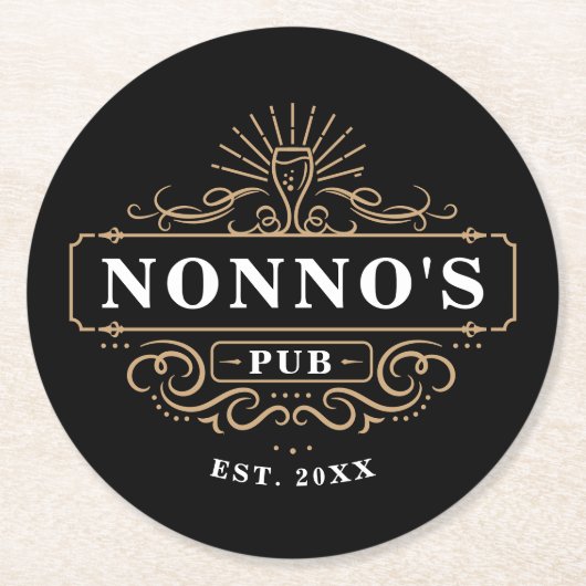 Aangepast startbalk van Nonno voor Pub Ronde Kartonnen Onderzetter (Voorkant)