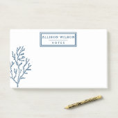 Aangepast, stijlvol Blauwgroen blauw zeewier Post-it® Notes (Op bureau)