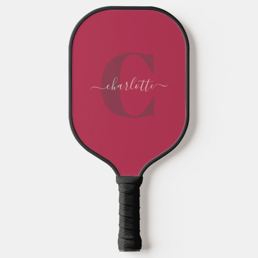 Aangepast stijlvol monogrammed naam Magenta Red Pickleball Paddle (Voorkant)