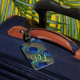 Aangepast, stijlvol Peacock Feather Pattern Bagagelabel