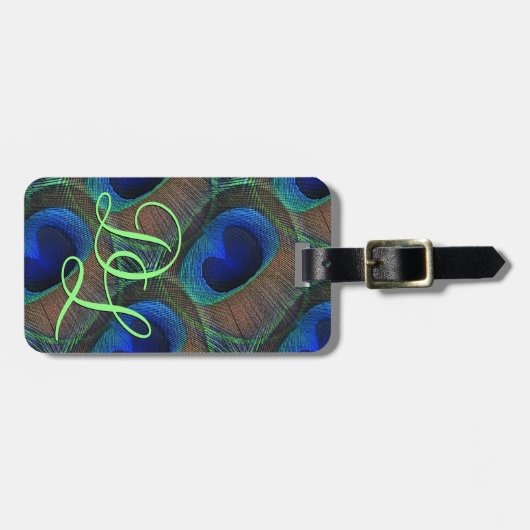 Aangepast, stijlvol  Peacock Feather Pattern Bagagelabel (Voorkant horizontaal)