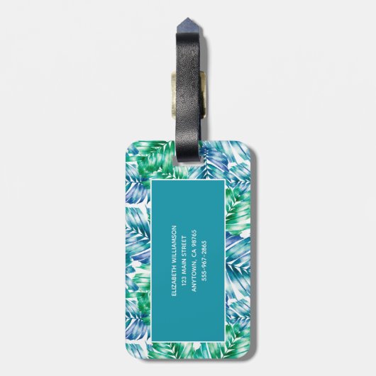 Aangepast stijlvol tropisch palm bagagelabel (Achterkant verticaal)