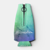 Aangepast strand Aqua Blue Ombre Flesjeskoeler (Achterkant)