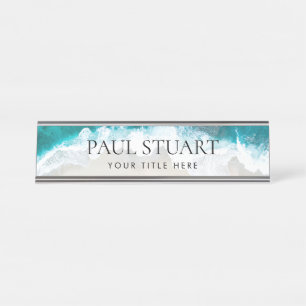 Aangepast strand Elegant Professioneel Modern Blau Bureau Naambordje