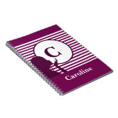 Aangepast streeppatroon | Modern kleurrijk monogra Notitieboek (Rechterzijde)