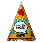 Aangepast stripboek superheld op zaterdag feesthoedjes (Voorkant)