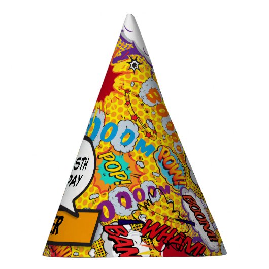 Aangepast stripboek superheld op zaterdag feesthoedjes (Rechts)