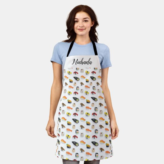 Aangepast sushi Chef Pattern Apron Schort (Gedragen)