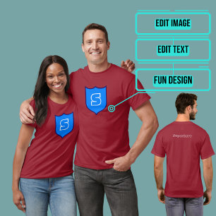 Aangepast T-shirt voor superheld Blue Shield Geek