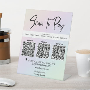 *~*  Aangepast - Tafel Tent QR 3 BETALING Tafelmod Reclamebord Met Voetstuk