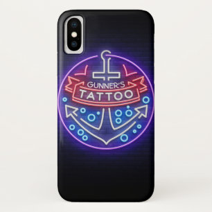 Aangepast Tattoo kopen Nautical Neon Sign Style iPhone X Hoesje