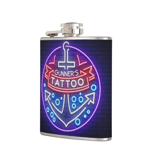 Aangepast Tattoo kopen Nautical Neon Sign Style Heupfles (Links)