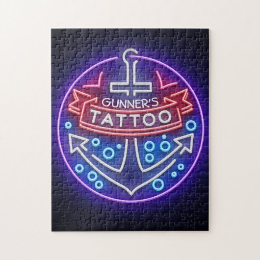 Aangepast Tattoo kopen Nautical Neon Sign Style Legpuzzel (Verticaal)