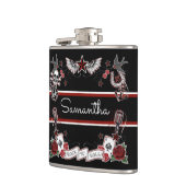 Aangepast Tattoo voor Rockabilly Rock & Roll Micro Heupfles (Links)