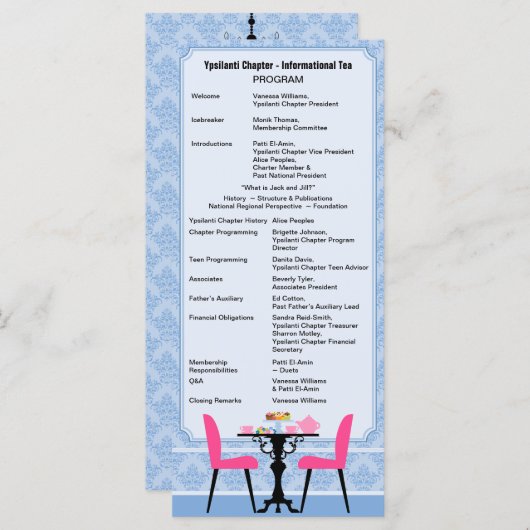 Aangepast Tea Party-programma Programma (Voorkant / Achterkant)