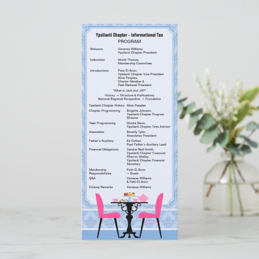 Aangepast Tea Party-programma Programma (Staand voorkant)