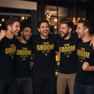Aangepast Team Bruidegom Opgericht 20xx Goud Bache T-shirt