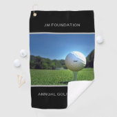 Aangepast tekstGolf-station zwart Golfhanddoek (Insitu)