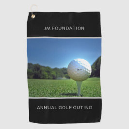 Aangepast tekstGolf-station zwart Golfhanddoek