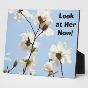 Aangepast Teller Bord Magnolia Bloemen Blauw Fotoplaat