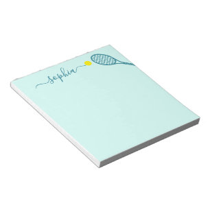 Aangepast Tennis Elegant Name Blauwgroen Blauw Notitieblok