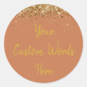Aangepast Terracotta en Gouden Verjaardagsfeest Fa Ronde Sticker (Voorkant)