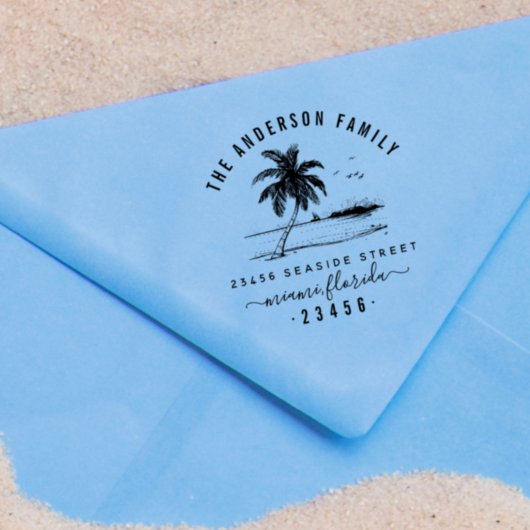 Aangepast terugzendadres Beach Scène Rubberstempel