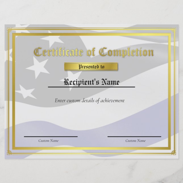 Aangepast thin blue line-vlaggencertificaat (Voorkant)