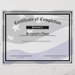 Aangepast thin blue line-vlaggencertificaat