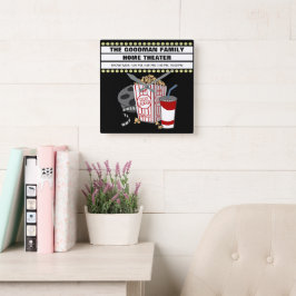 Aangepast thuisbioscoopbioscoop op maat vierkante klok