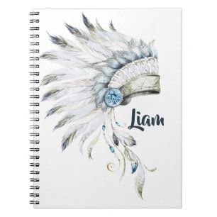 Aangepast tijdschrift voor Boho Boy Feather Notitieboek
