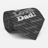 Aangepast tot 5 Names Grey Stripe We Love Dad Stropdas (Opgerold)