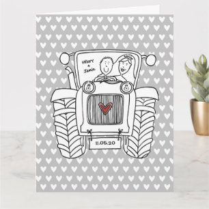 Aangepast tractorland Barn Rustic Wedding Kaart