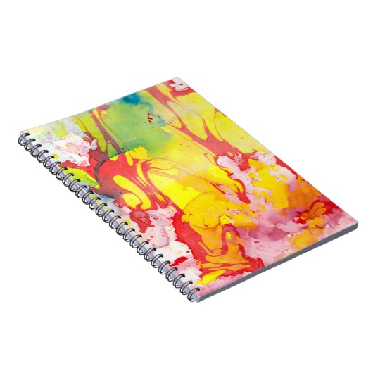 Aangepast Trendy Modern Abstract Geel Rood Blauw Notitieboek (Rechterzijde)