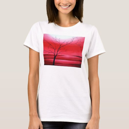 Aangepast Trendy Tree Red White Elegant Modern T-shirt (Voorkant)