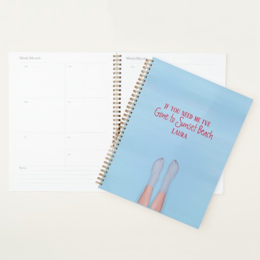 aangepast tropisch meisje Cute Blue Lake Custom Planner (Display)