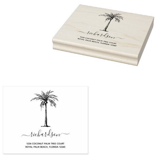 Aangepast tropisch palmstructuurmatig script 	rubberstempel (Gestempeld)