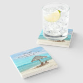 Aangepast tropisch strand bij pensionering stenen onderzetter (Zijkant)