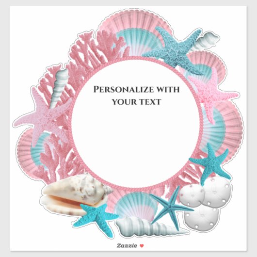 Aangepast tropisch themaontwerp in roze en blauw sticker (Vel)