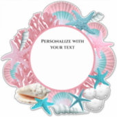 Aangepast tropisch themaontwerp in roze en blauw sticker (Voorkant)