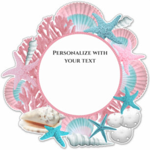 Aangepast tropisch themaontwerp in roze en blauw sticker