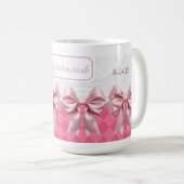 Aangepast trouwcadeau voor bruidsmeisjes Roze stri Koffiemok (Voorkant rechts)
