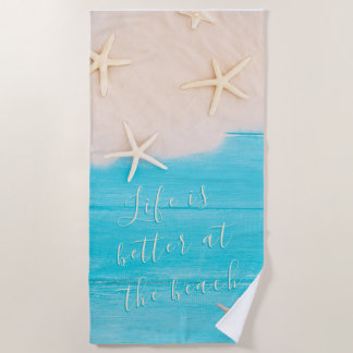Aangepast Turquoise Wood met Starfish Summer Strandlaken