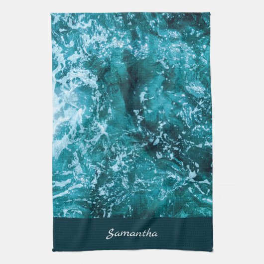 Aangepast Turquoise-Zee en Waves Modern Theedoek (Verticaal)