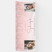 Aangepast twee foto roze glitter Drip 21st Birthda Spandoek (Verticaal)