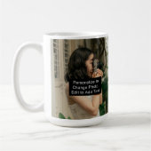 Aangepast twee foto's Kunstwerk Slogan Classic 15  Koffiemok (Links)