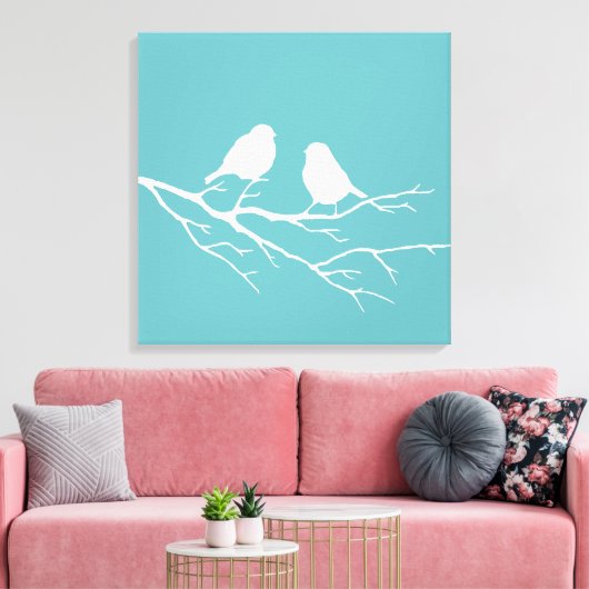 Aangepast twee kleine witte reservemijten Silhouet Canvas Afdruk (Insitu (Woonkamer))