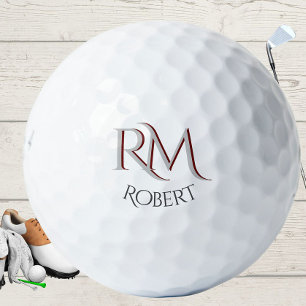 Aangepast tweeledig monogram met voornaam golfballen