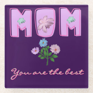 Aangepast typografie-ontwerp voor mama's, glazen onderzetter