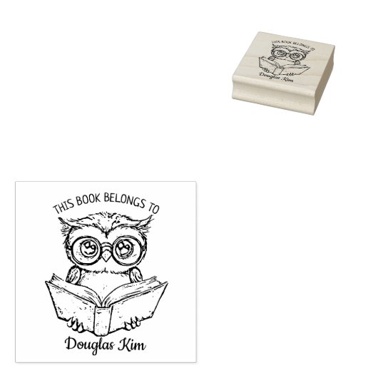 Aangepast uilenex libris rubberstempel (Gestempeld)